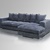 Samt Ecksofa blau rechtsseitig (5070-0016-1)