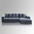 Samt Ecksofa blau rechtsseitig (5070-0016)